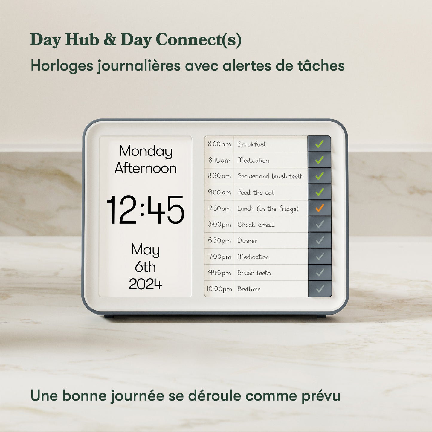 Day Hub - Uhr mit Aufgabenwarnungen