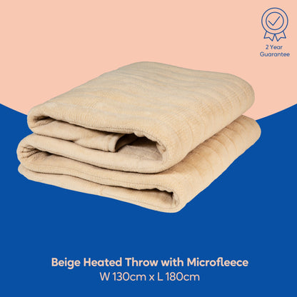 Couverture chauffante en micropolaire beige