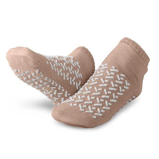 Chaussettes antidérapantes double face - Taille 39-43 XL (Beige)